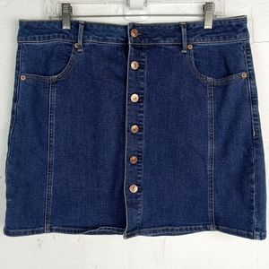 American Eagle Hi-Rise A-Line Skirt 16 L Stretch Denim Blue